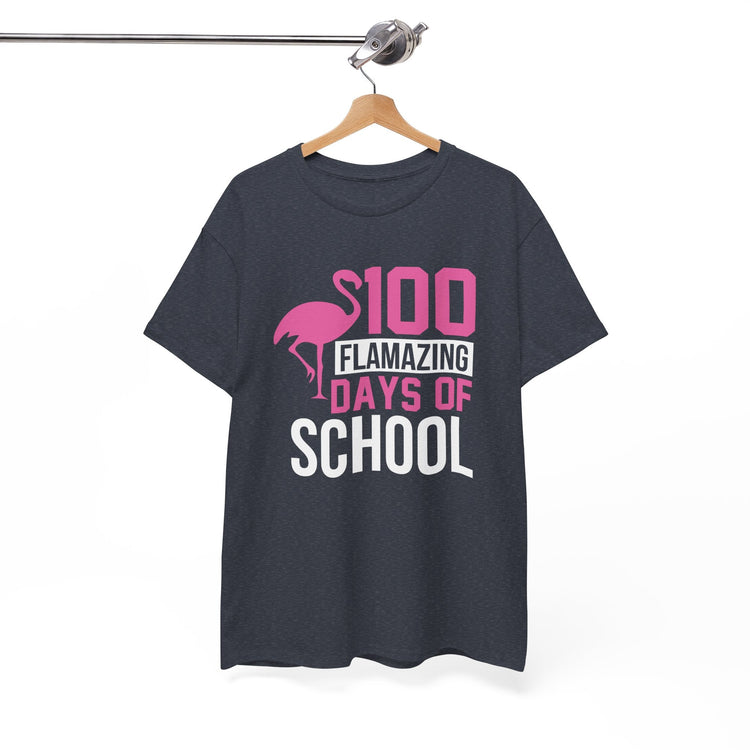 100 Flamingo Days of School Unisex Tee, Fun Classroom Shirt, Back to School Gift, Children&
