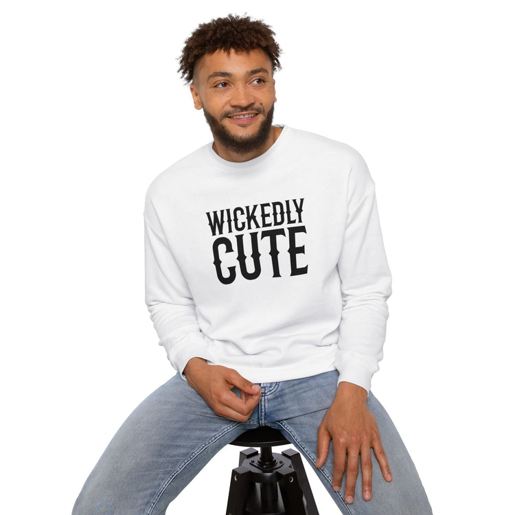 Wickedly Cute Unisex Drop Shoulder Sweatshirt, Cozy Graphic Sweatshirt, Casual Wear, Gift for Her, Trendy Apparel, Everyday Style Printify