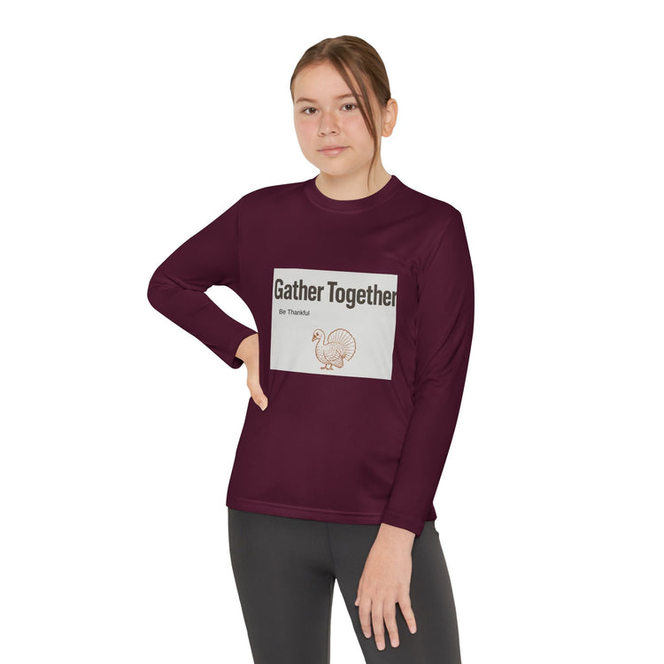 Thanksgiving Youth Long Sleeve Tee, Gather Together Shirt, Kids Long Sleeve Shirt, Family Celebration Apparel, Holiday Gift Printify
