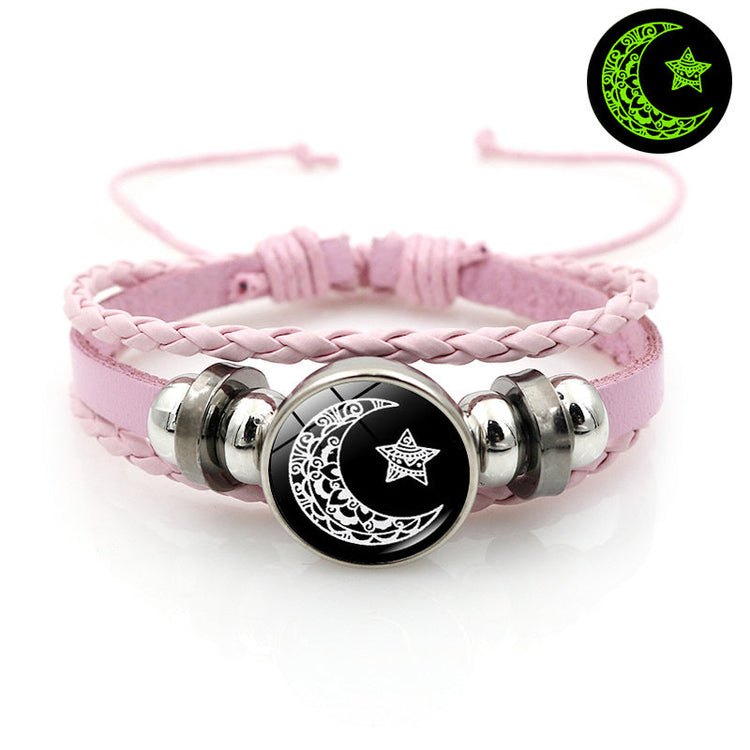 Luminous Sun And Moon Lovers Couple Leather Bracelet My Store