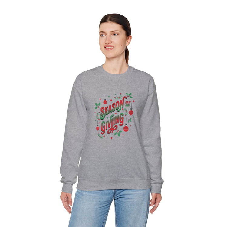 Cozy Holiday Sweatshirt Season of Giving Unisex Crewneck Perfect Gift Christmas Winter Wear Comfortable Stylish Heavy Blend Festive Sweatshirt Printify