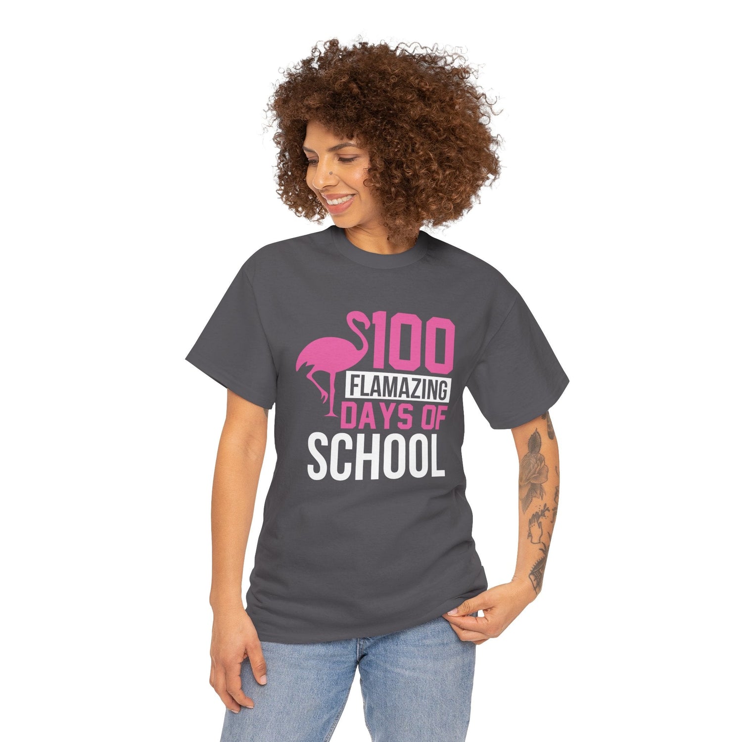 100 Flamingo Days of School Unisex Tee, Fun Classroom Shirt, Back to School Gift, Children&