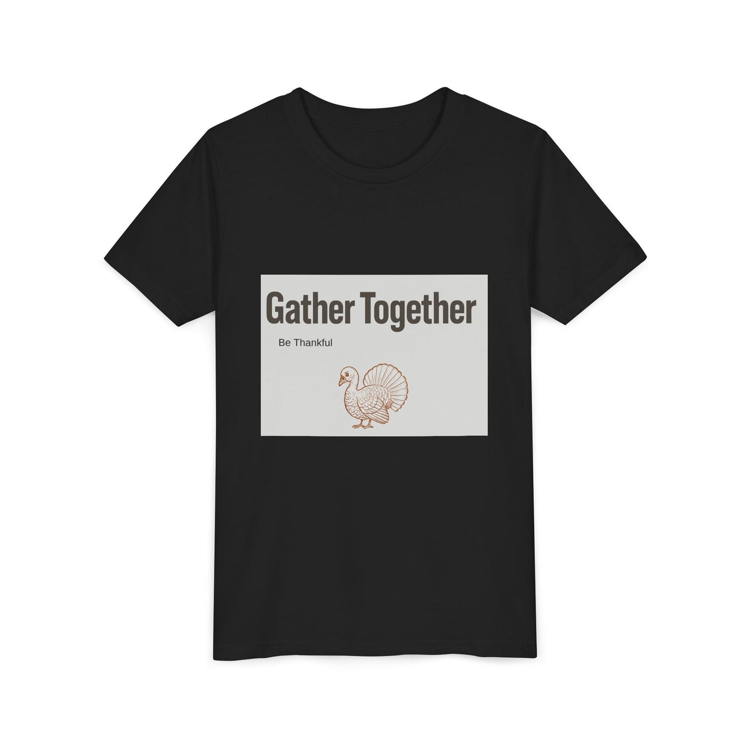 Gather Together Youth Tee - Thankful Thanksgiving Shirt, Kids Holiday T-Shirt, Family Gathering Outfit, Cute Fall Apparel, Youth [...] Printify