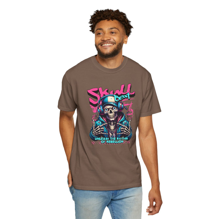 Skull Beat Unisex T-Shirt - Music Lover Graphic Tee, Halloween Costume, Premium Cotton Streetwear Gift for Men & Women, Alternative Fashion Printify
