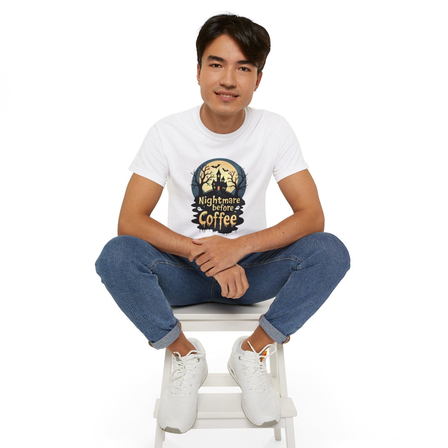 Nightmare Before Coffee Tee, Halloween T-Shirt, Coffee Lover Gift, Spooky Shirt, Unisex Graphic Tee, Autumn Apparel Printify