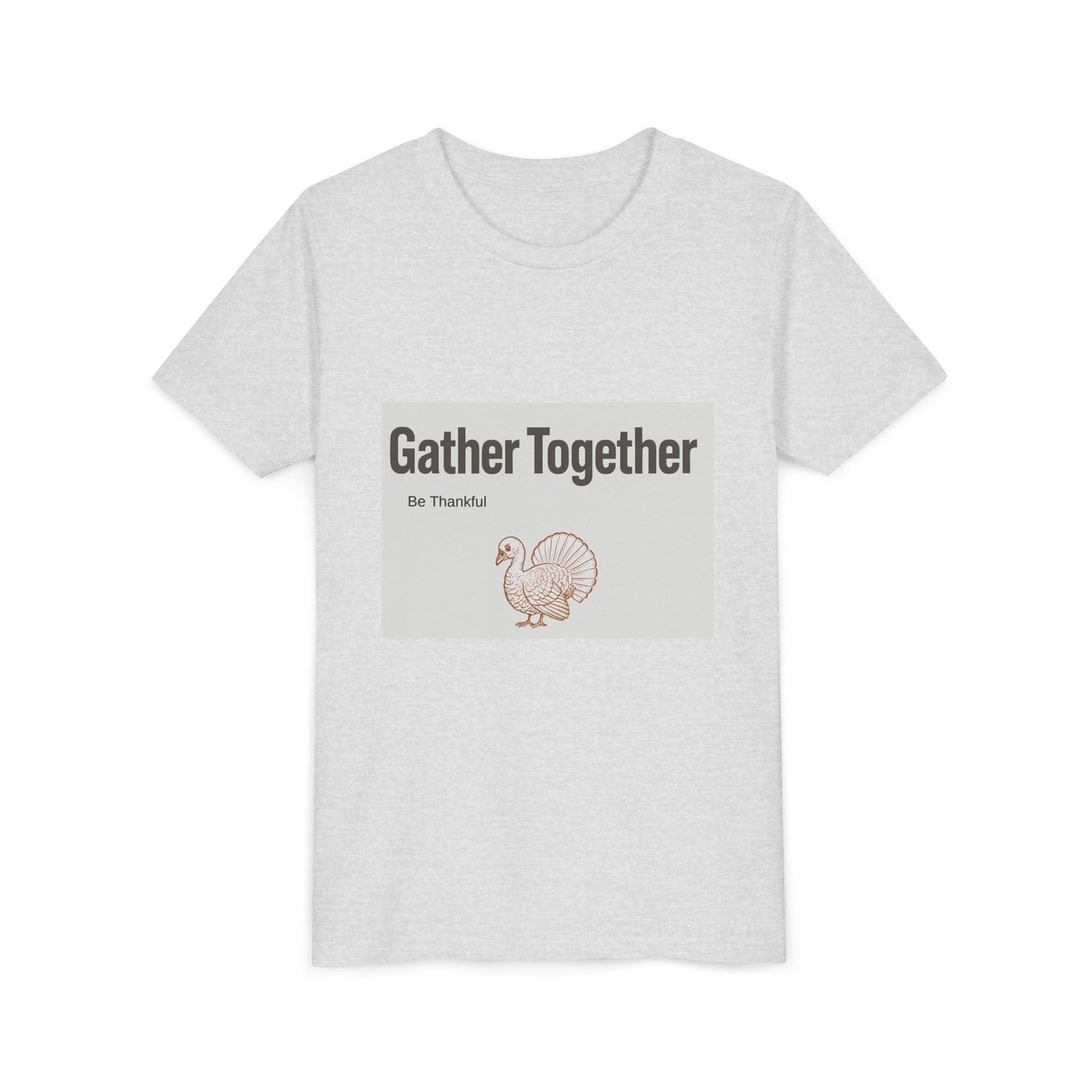 Gather Together Youth Tee - Thankful Thanksgiving Shirt, Kids Holiday T-Shirt, Family Gathering Outfit, Cute Fall Apparel, Youth [...] Printify