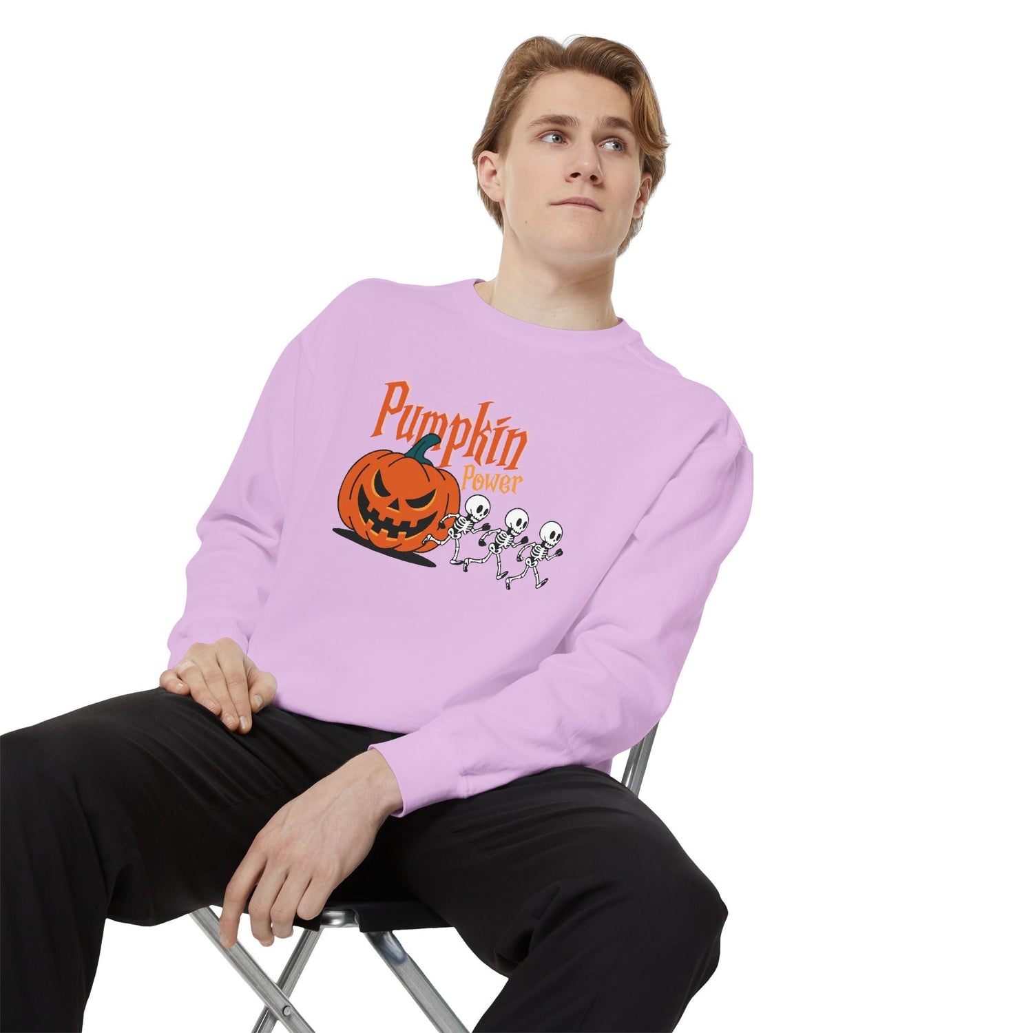 Pumpkin Skeleton Sweatshirt, Cozy Fall Apparel, Halloween Gift, Unisex Sweatshirt, Autumn Fashion Printify