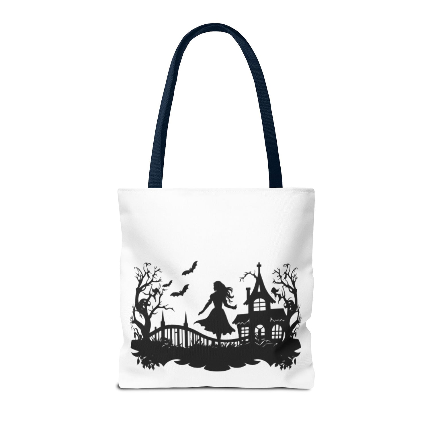 Spooky Silhouette Tote Bag - Halloween Gift, Witchy Style, Eco-Friendly Shopping, Causal Carryall, Gothic Art Design Printify