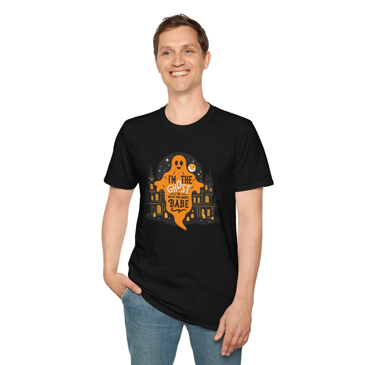 Halloween Ghost T-Shirt, Unisex Softstyle Tee for Halloween, Cute Halloween Shirt, Fall Festive Wear, Funny Ghost Design Printify