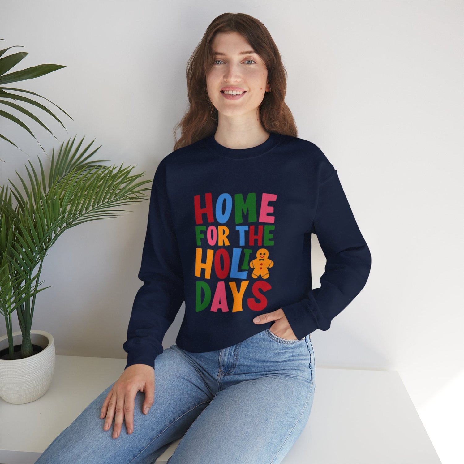 Home for the Holidays Crewneck Sweatshirt, Festive Sweater, Winter Apparel, Christmas Gift, Cozy Holiday Wear Printify