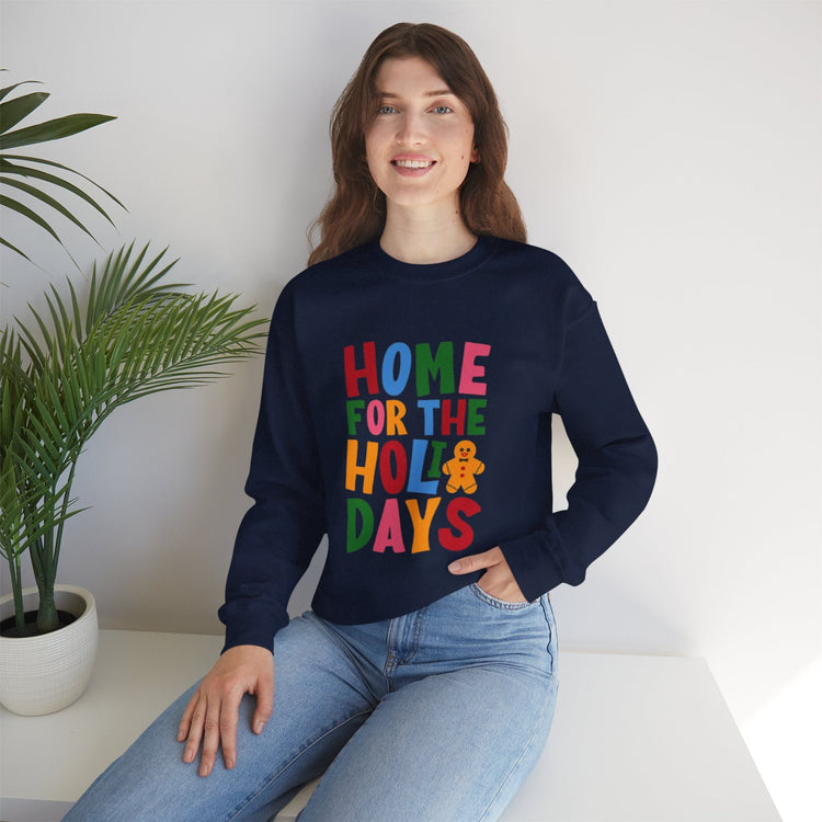 Home for the Holidays Crewneck Sweatshirt, Festive Sweater, Winter Apparel, Christmas Gift, Cozy Holiday Wear Printify