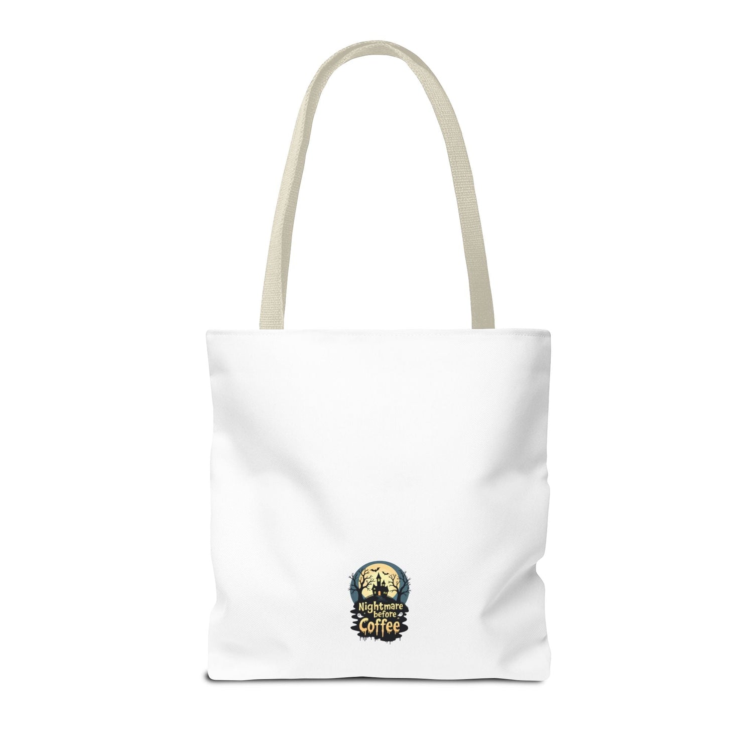 Nightmare Before Coffee Tote Bag, Halloween Tote, Spooky Drink Carrier, Gift for Coffee Lovers, AOP Design Bag Printify