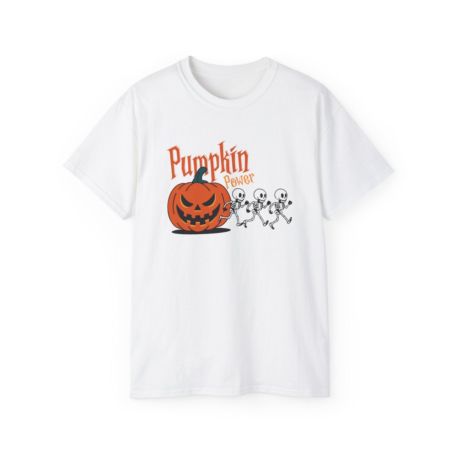 Halloween Skeleton Pumpkin Tee, Spooky Graphic Shirt, Unisex Fall Fashion, Halloween Costume Top, Fun October Apparel Printify