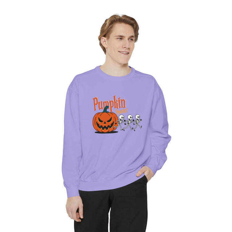 Pumpkin Skeleton Sweatshirt, Cozy Fall Apparel, Halloween Gift, Unisex Sweatshirt, Autumn Fashion Printify