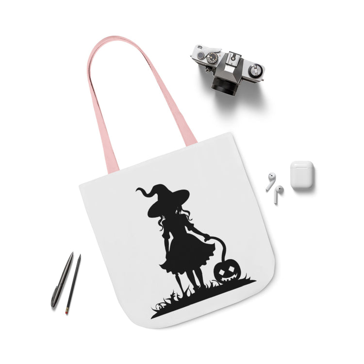 Halloween Witch Canvas Tote Bag, Spooky Treat Bag, Autumn Market Tote, Trick-or-Treat Bag, Gift for Witches, Seasonal Accessories Printify