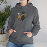 Halloween Witch and Cat Hoodie, Cozy Fall Sweatshirt, Scary Night Apparel, Unisex Ghostly Sweatshirt, Cute Halloween Gift Printify