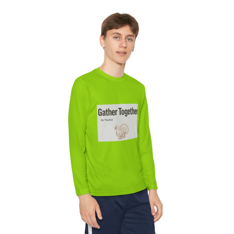 Thanksgiving Youth Long Sleeve Tee, Gather Together Shirt, Kids Long Sleeve Shirt, Family Celebration Apparel, Holiday Gift Printify