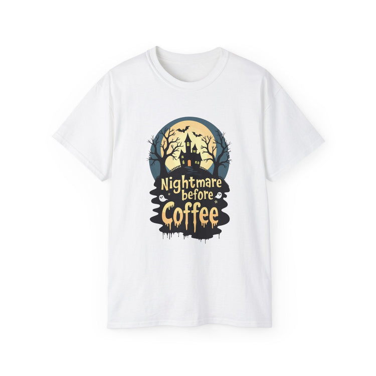 Nightmare Before Coffee Tee, Halloween T-Shirt, Coffee Lover Gift, Spooky Shirt, Unisex Graphic Tee, Autumn Apparel Printify