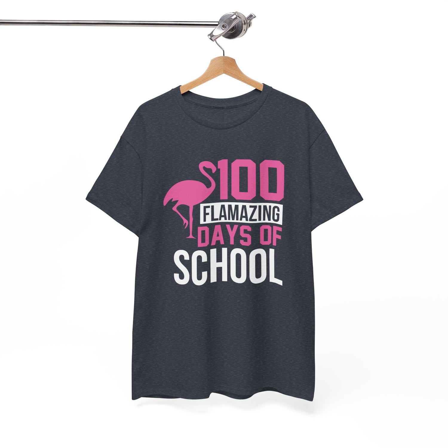 100 Flamingo Days of School Unisex Tee, Fun Classroom Shirt, Back to School Gift, Children&