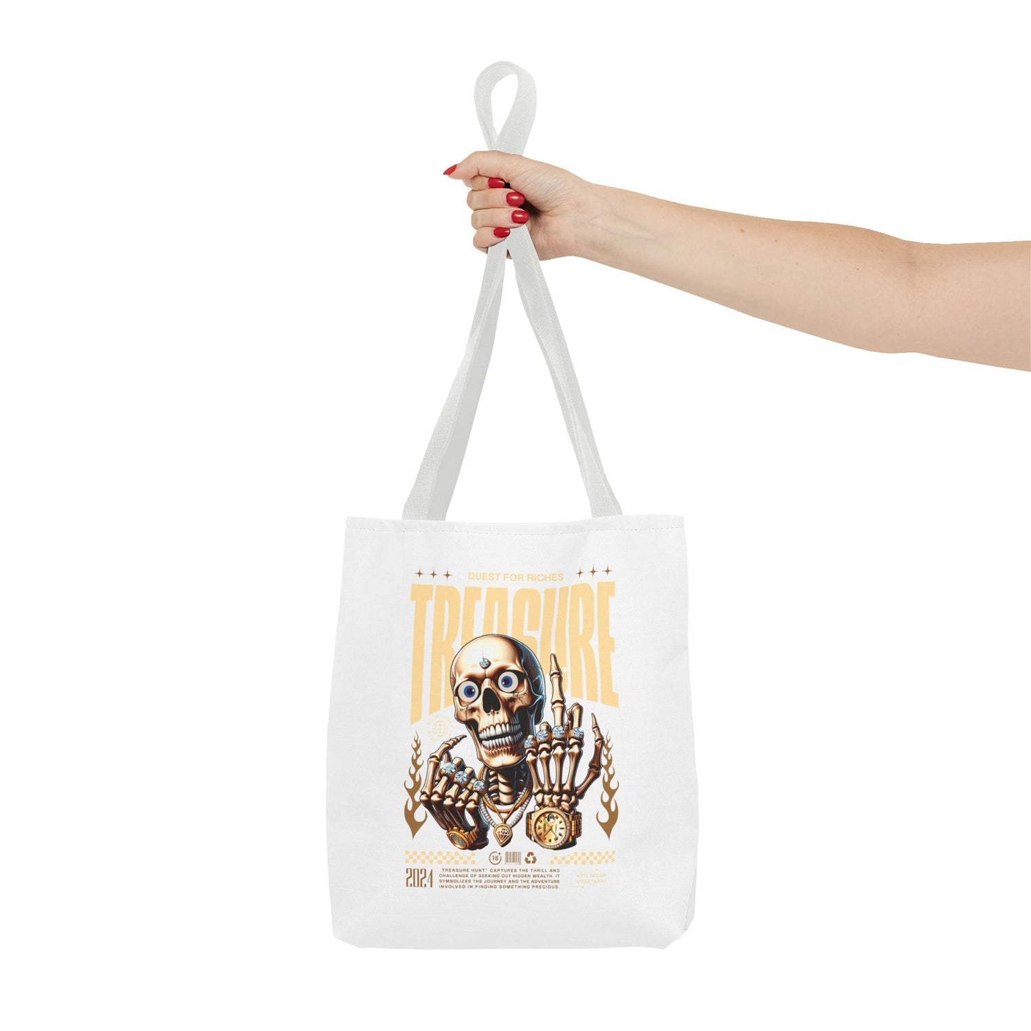 Treasure Hunting Tote Bag, Skull Design, Fun Beach Bag, Unique Gift for Adventurers, Perfect for Everyday Use Printify
