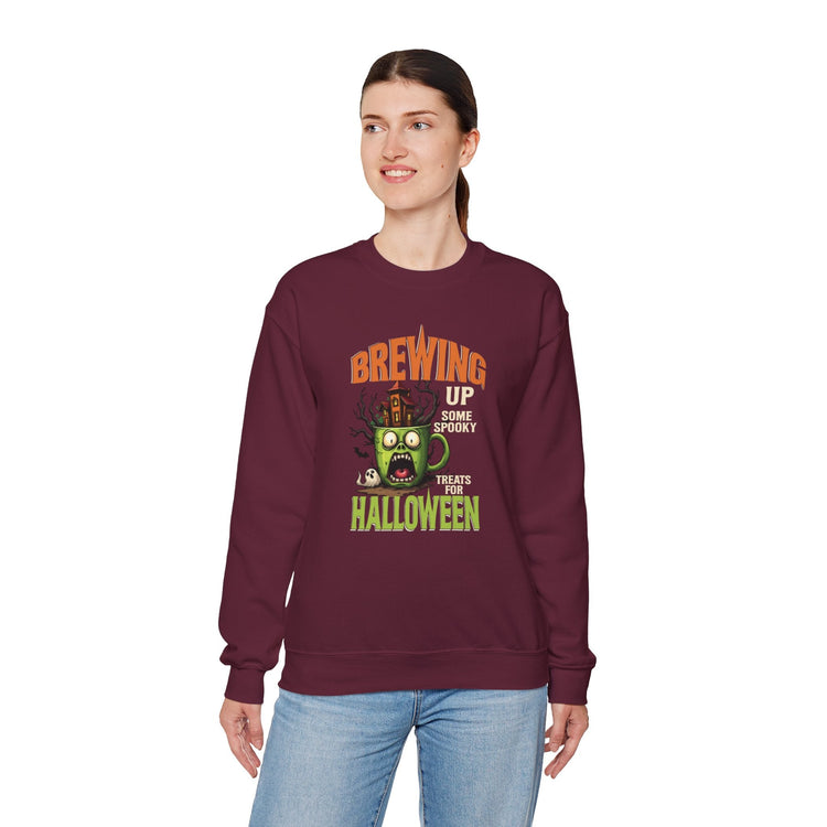Skull Floral Crewneck Sweatshirt, Unisex Pullover Sweater, Halloween Apparel, Cozy Gift, Trendy Streetwear Printify