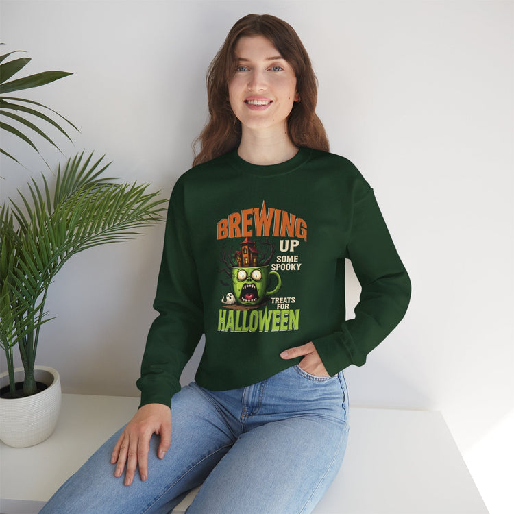 Skull Floral Crewneck Sweatshirt, Unisex Pullover Sweater, Halloween Apparel, Cozy Gift, Trendy Streetwear Printify