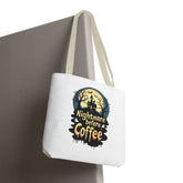 Nightmare Before Coffee Tote Bag, Halloween Tote, Spooky Drink Carrier, Gift for Coffee Lovers, AOP Design Bag Printify
