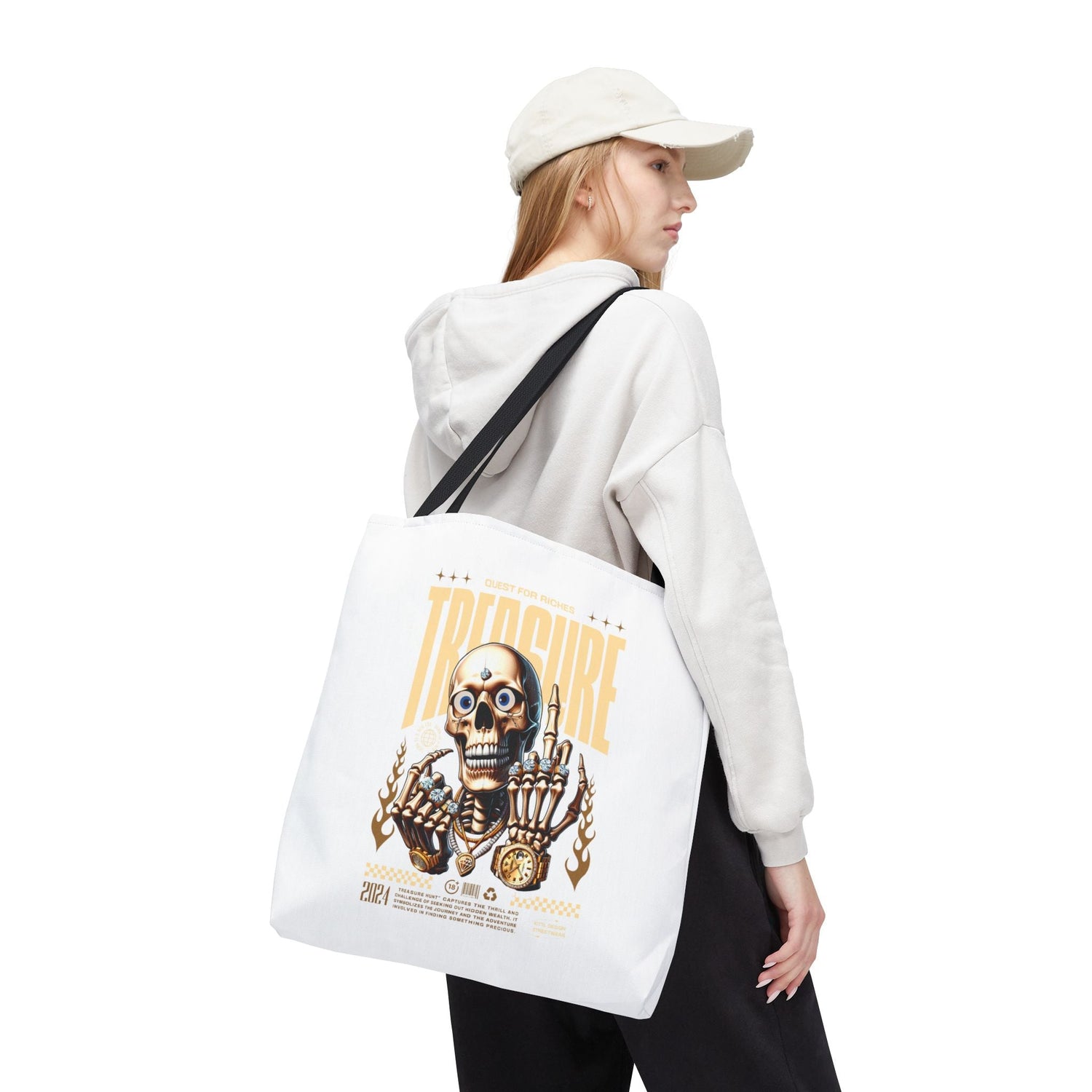 Treasure Hunting Tote Bag, Skull Design, Fun Beach Bag, Unique Gift for Adventurers, Perfect for Everyday Use Printify