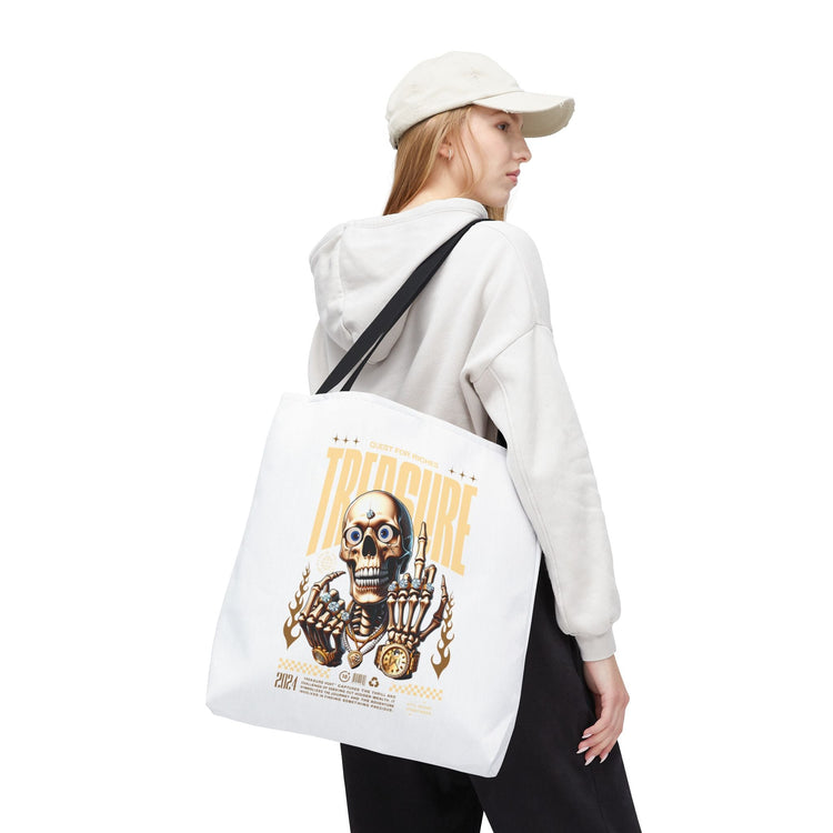 Treasure Hunting Tote Bag, Skull Design, Fun Beach Bag, Unique Gift for Adventurers, Perfect for Everyday Use Printify