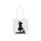 Halloween Witch Canvas Tote Bag, Spooky Treat Bag, Autumn Market Tote, Trick-or-Treat Bag, Gift for Witches, Seasonal Accessories Printify