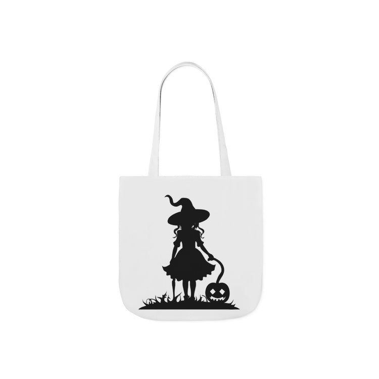 Halloween Witch Canvas Tote Bag, Spooky Treat Bag, Autumn Market Tote, Trick-or-Treat Bag, Gift for Witches, Seasonal Accessories Printify