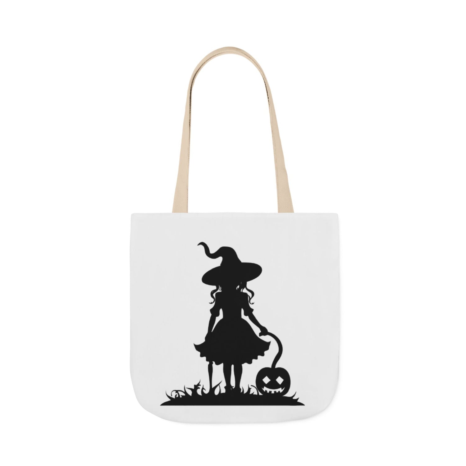 Halloween Witch Canvas Tote Bag, Spooky Treat Bag, Autumn Market Tote, Trick-or-Treat Bag, Gift for Witches, Seasonal Accessories Printify