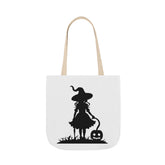Halloween Witch Canvas Tote Bag, Spooky Treat Bag, Autumn Market Tote, Trick-or-Treat Bag, Gift for Witches, Seasonal Accessories Printify