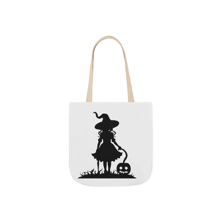 Halloween Witch Canvas Tote Bag, Spooky Treat Bag, Autumn Market Tote, Trick-or-Treat Bag, Gift for Witches, Seasonal Accessories Printify