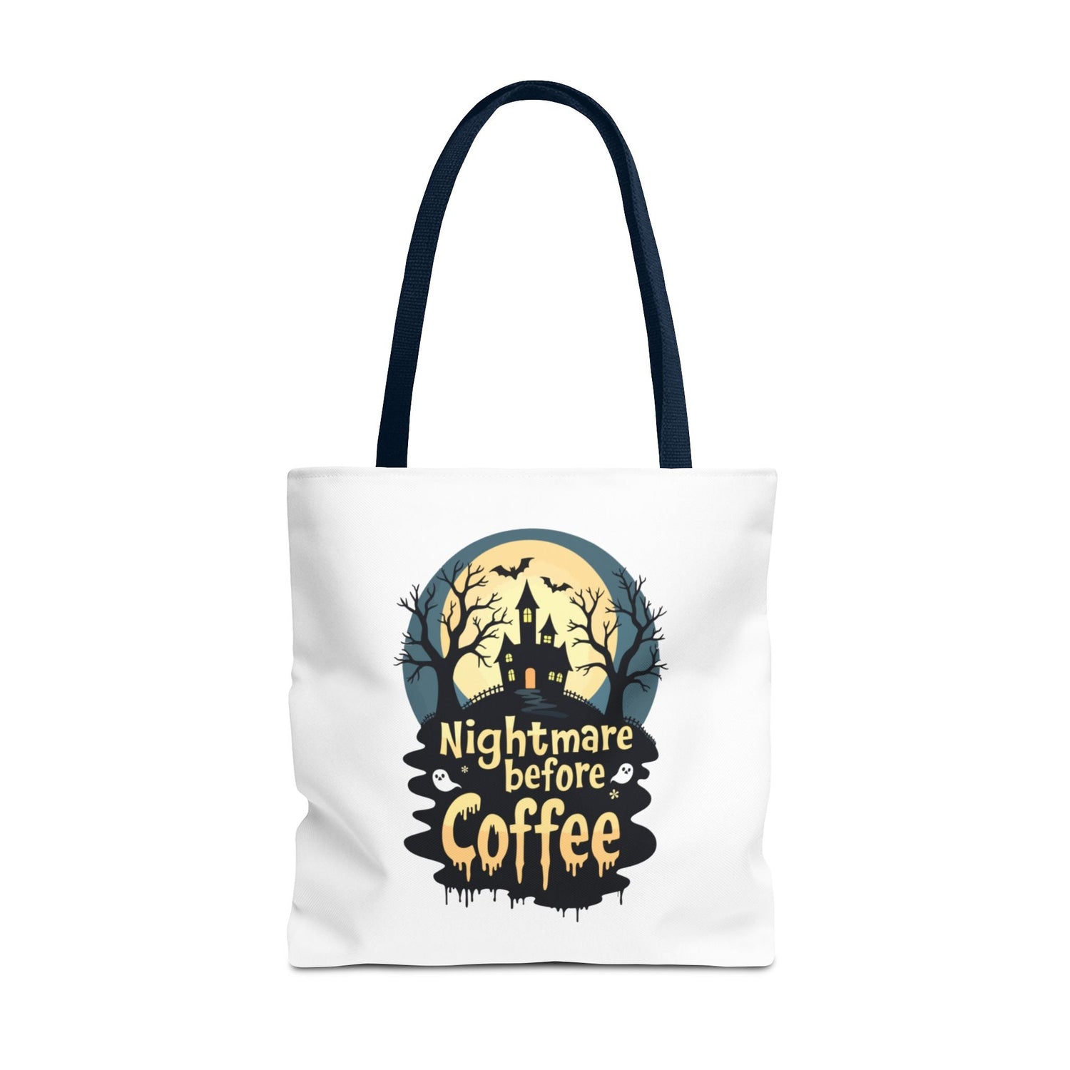 Nightmare Before Coffee Tote Bag, Halloween Tote, Spooky Drink Carrier, Gift for Coffee Lovers, AOP Design Bag Printify