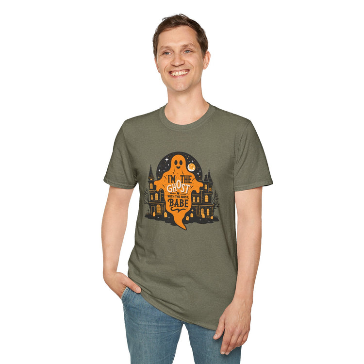 Halloween Ghost T-Shirt, Unisex Softstyle Tee for Halloween, Cute Halloween Shirt, Fall Festive Wear, Funny Ghost Design Printify