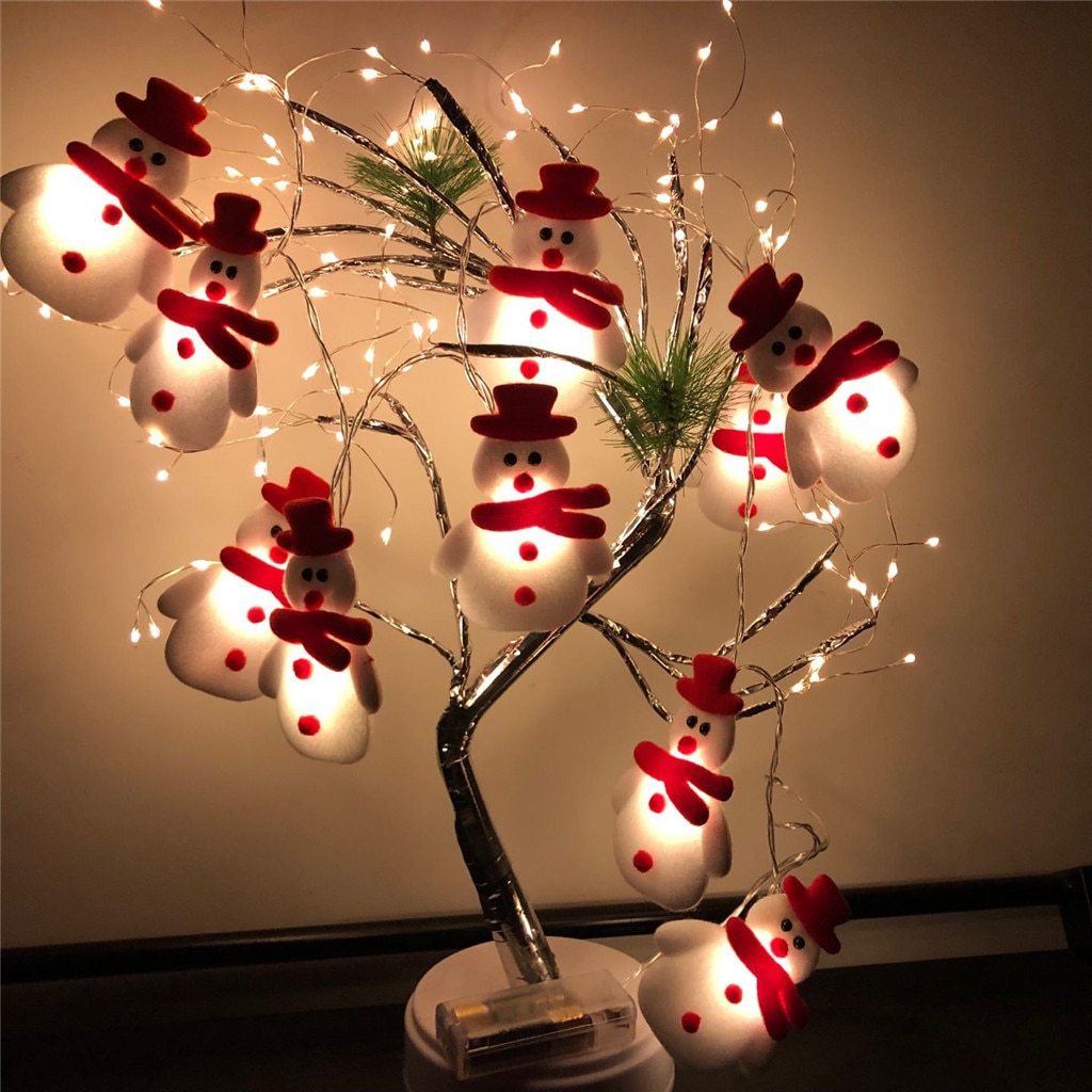 Snowman Christmas Tree LED Garland String Lights Snowflakes String Fairy Lights Hanging Ornaments My Store