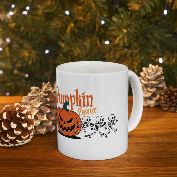 Halloween Skeleton Pumpkin Mug, Cute Coffee Cup, Fall Decor, Funny Gift for Halloween Lovers, Spooky Tea Mug, 11oz and 15oz Size Printify