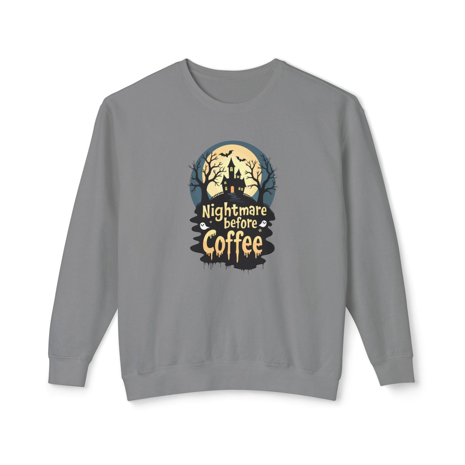 Unisex Lightweight Crewneck Sweatshirt - Nightmare Before Coffee Printify