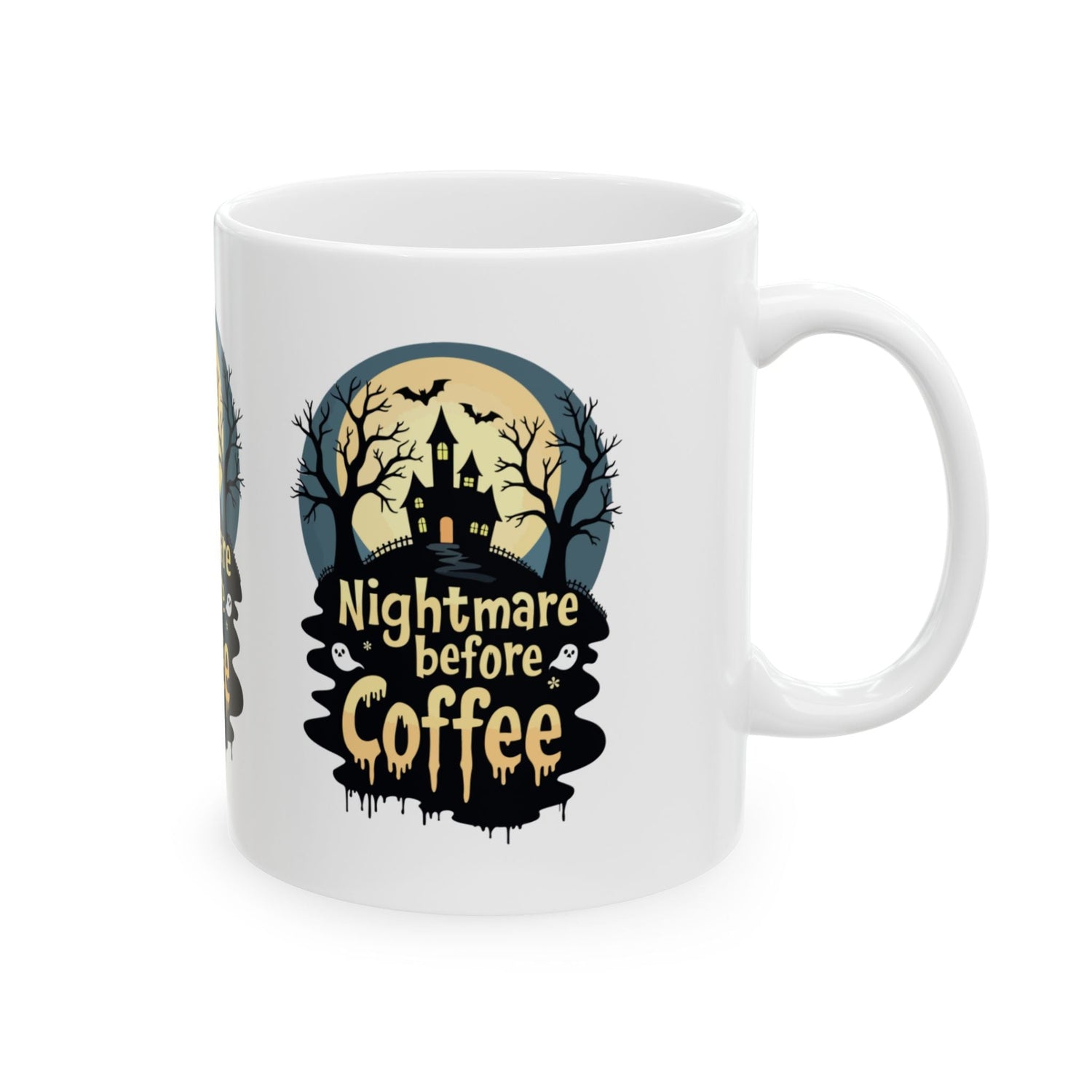 Nightmare Before Coffee Ceramic Mug - Halloween Coffee Cup, Spooky Mug, Gift for Coffee Lovers, Haunted House Decor, 11oz and 15oz Sizes Printify