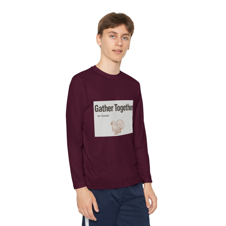 Thanksgiving Youth Long Sleeve Tee, Gather Together Shirt, Kids Long Sleeve Shirt, Family Celebration Apparel, Holiday Gift Printify