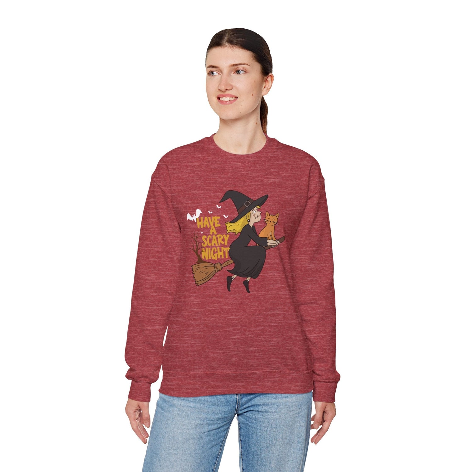 Halloween Witch Sweatshirt, Cozy Crewneck, Unisex Sweater, Spooky Season Apparel, Scary Night Gift, Fall Fashion Printify
