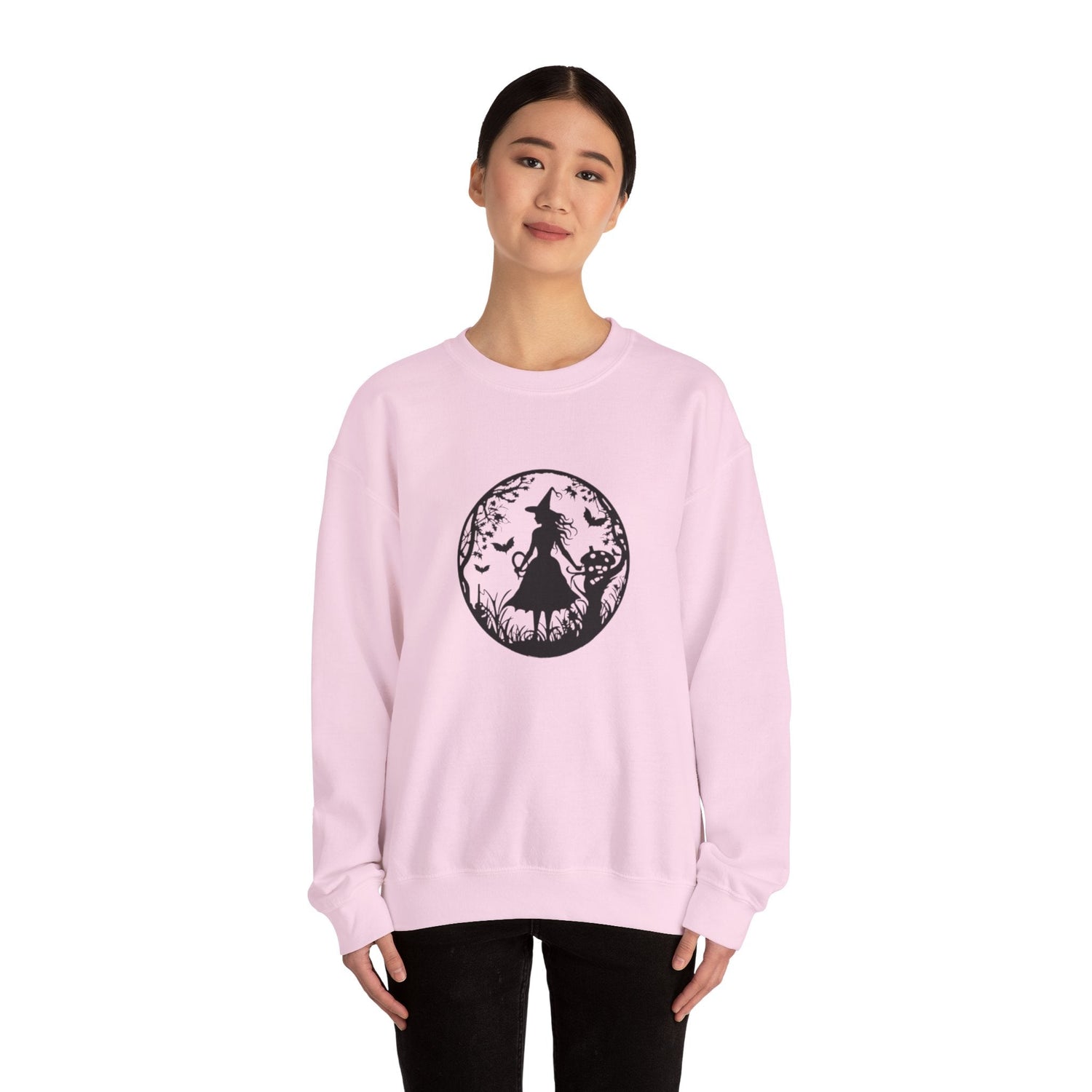 Mystical Forest Crewneck Sweatshirt, Cozy Fall Layering, Gift for Nature Lovers, Halloween Apparel, Unisex Sweatshirt Printify