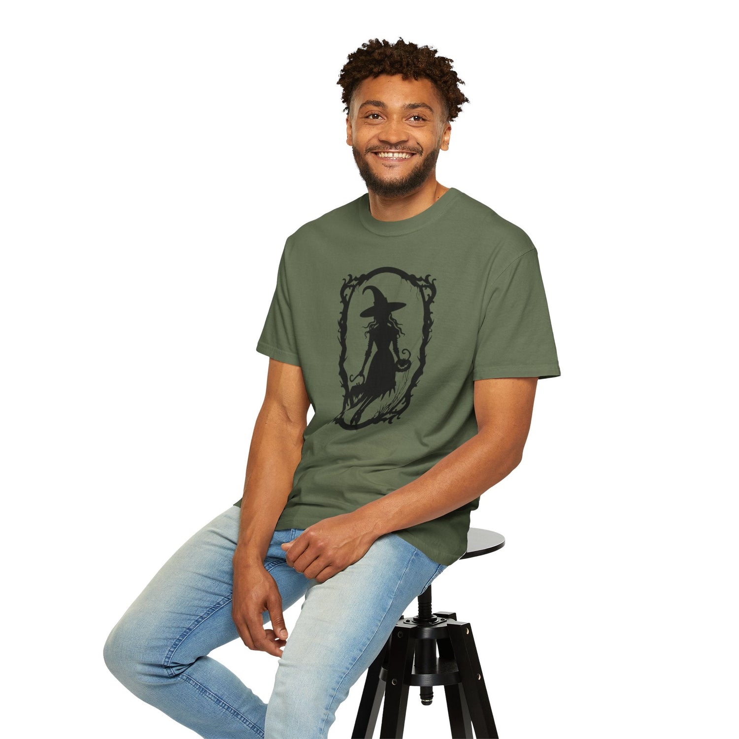 Witchy Garment-Dyed T-Shirt | Halloween Fashion Unisex Tee | Spooky Fall Apparel | Witch Costume Essential Printify
