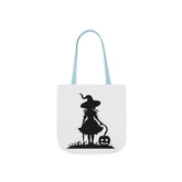 Halloween Witch Canvas Tote Bag, Spooky Treat Bag, Autumn Market Tote, Trick-or-Treat Bag, Gift for Witches, Seasonal Accessories Printify