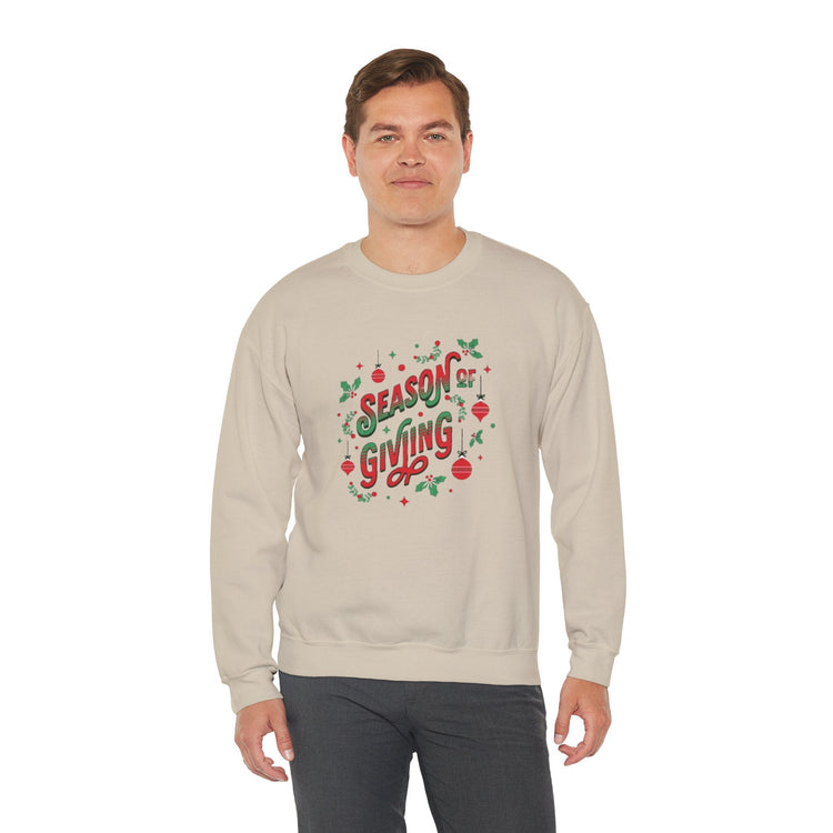 Cozy Holiday Sweatshirt Season of Giving Unisex Crewneck Perfect Gift Christmas Winter Wear Comfortable Stylish Heavy Blend Festive Sweatshirt Printify