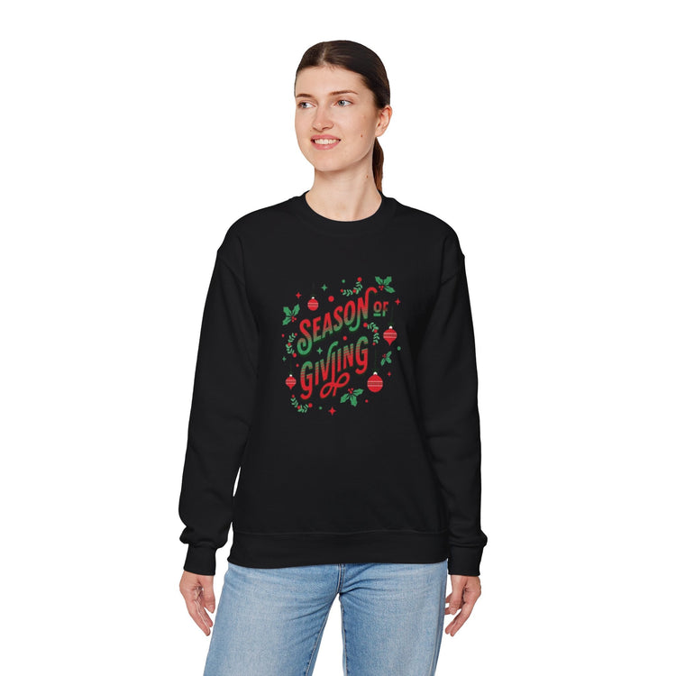 Cozy Holiday Sweatshirt Season of Giving Unisex Crewneck Perfect Gift Christmas Winter Wear Comfortable Stylish Heavy Blend Festive Sweatshirt Printify