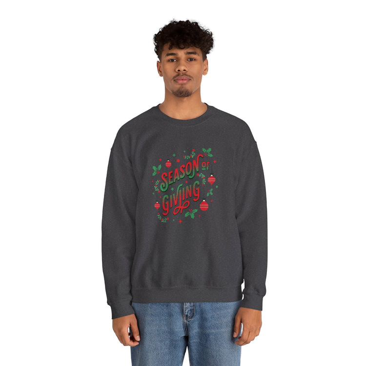 Cozy Holiday Sweatshirt Season of Giving Unisex Crewneck Perfect Gift Christmas Winter Wear Comfortable Stylish Heavy Blend Festive Sweatshirt Printify
