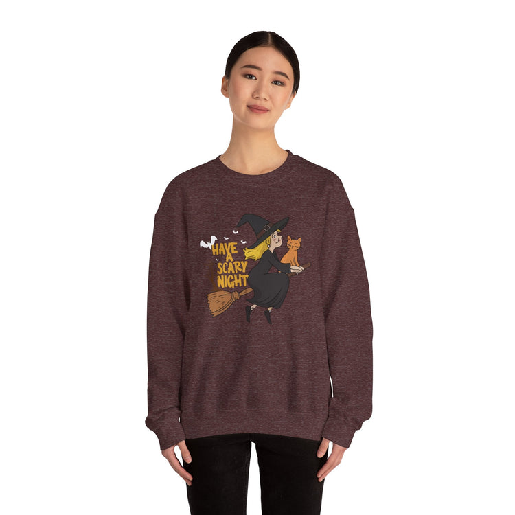 Halloween Witch Sweatshirt, Cozy Crewneck, Unisex Sweater, Spooky Season Apparel, Scary Night Gift, Fall Fashion Printify