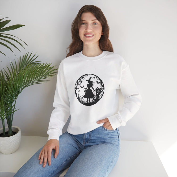 Mystical Forest Crewneck Sweatshirt, Cozy Fall Layering, Gift for Nature Lovers, Halloween Apparel, Unisex Sweatshirt Printify